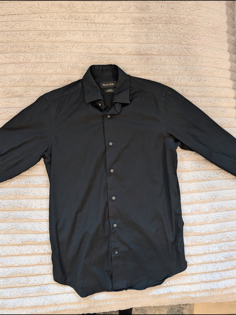 Massimo Dutti Black Slim Fit Shirt with Gold Logo